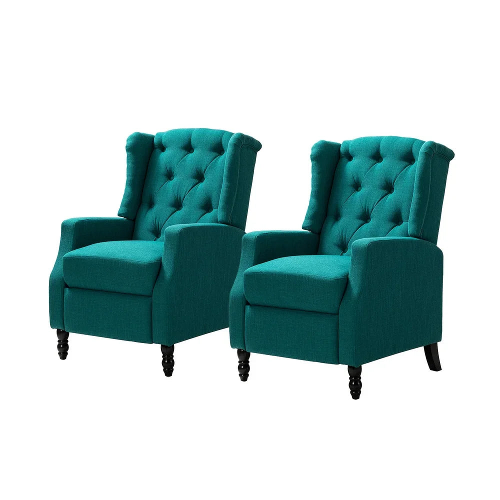 Debora Wingback Button Tufted Push-back Recliners Set of 2