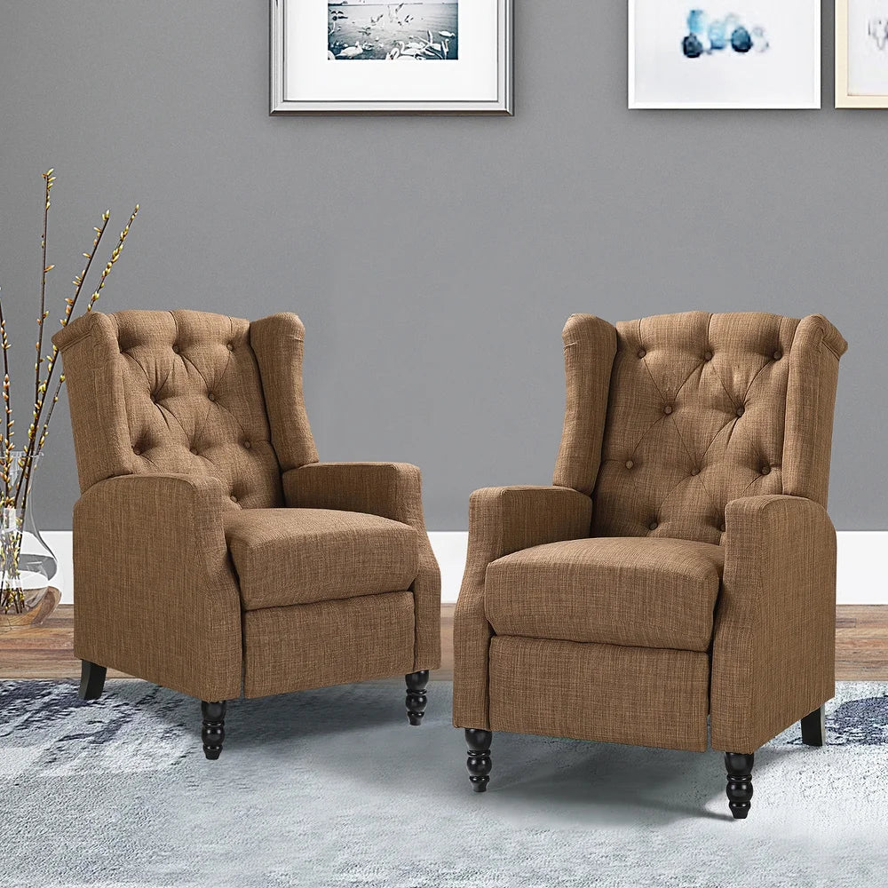 Debora Wingback Button Tufted Push-back Recliners Set of 2