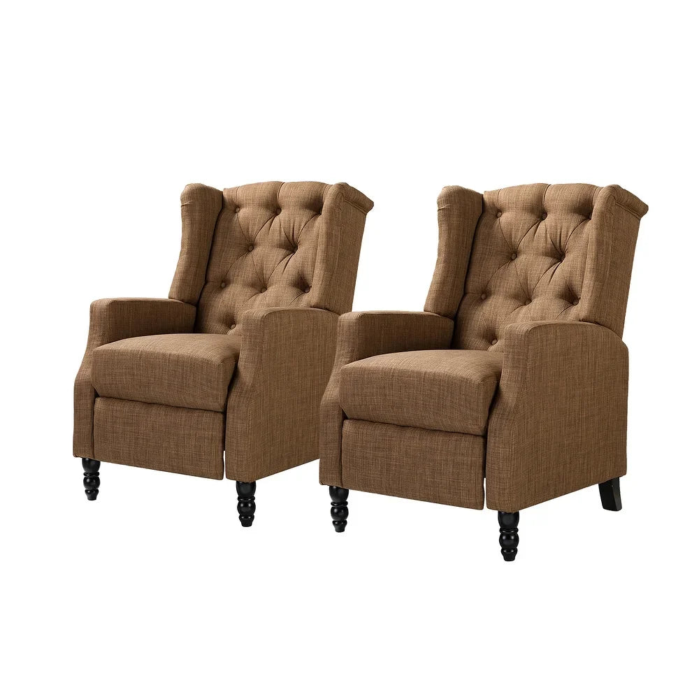 Debora Wingback Button Tufted Push-back Recliners Set of 2