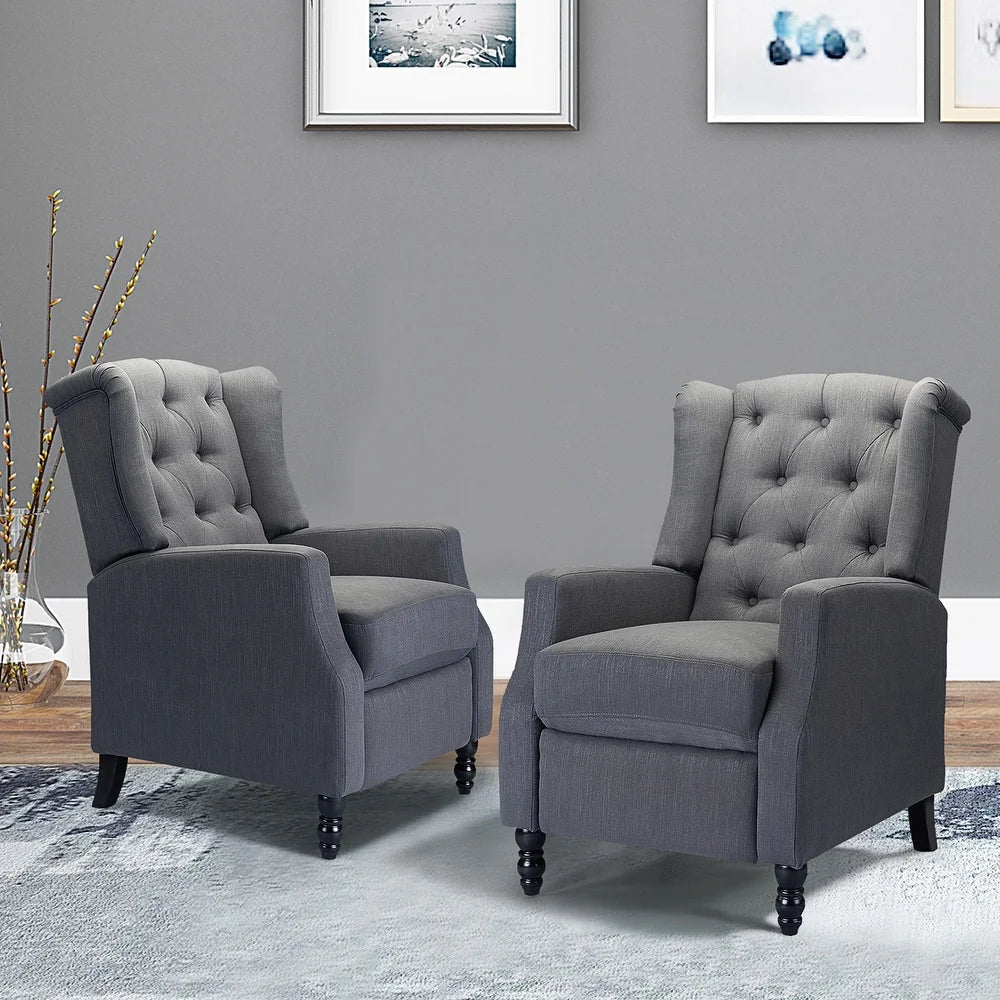 Debora Wingback Button Tufted Push-back Recliners Set of 2