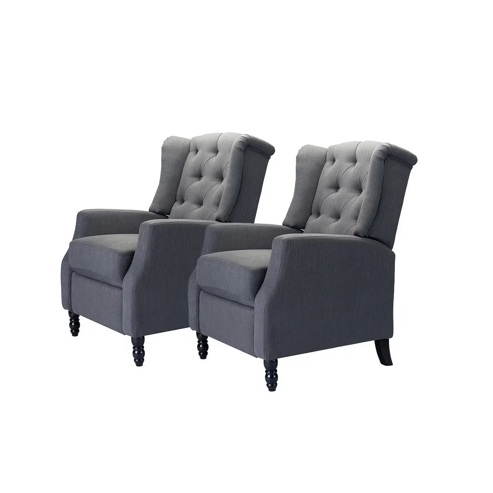 Debora Wingback Button Tufted Push-back Recliners Set of 2
