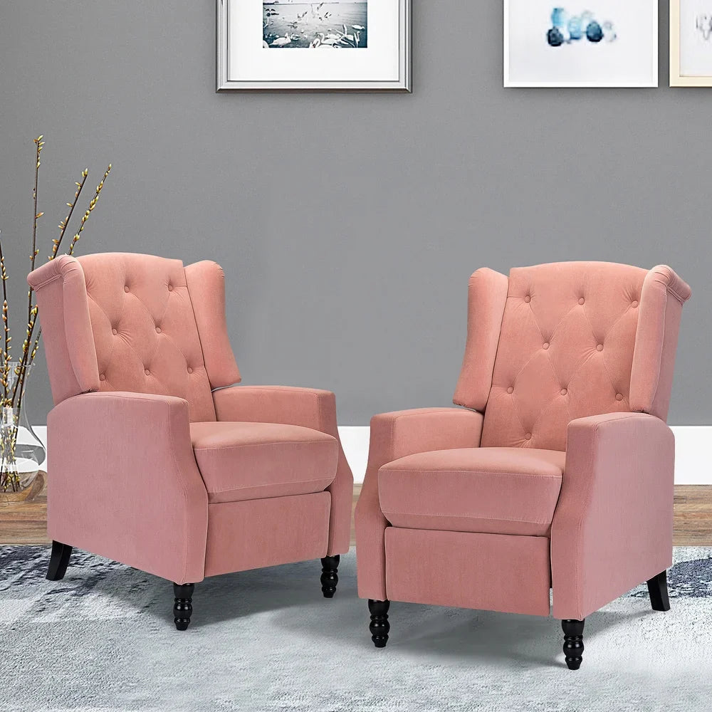 Debora Wingback Button Tufted Push-back Recliners Set of 2