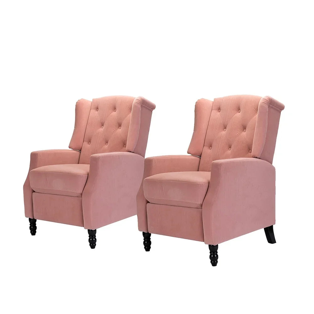 Debora Wingback Button Tufted Push-back Recliners Set of 2