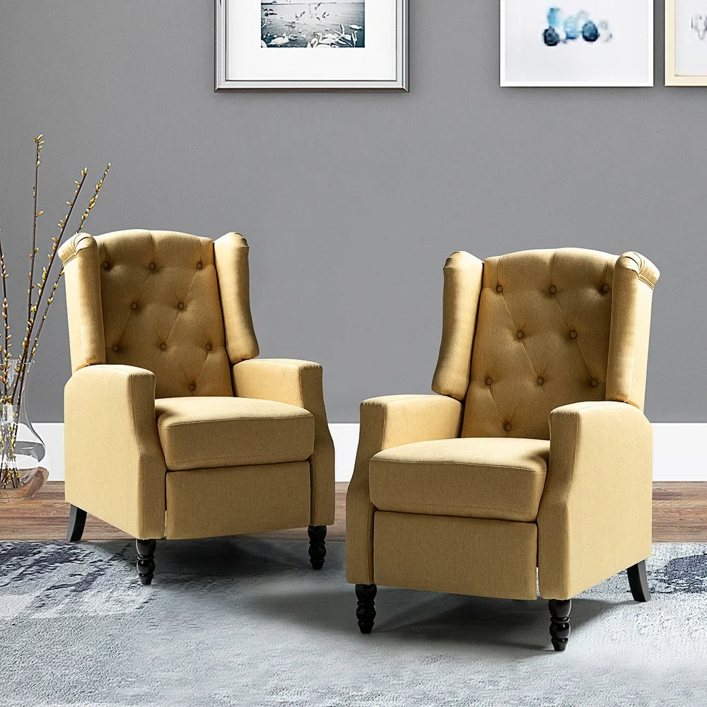 Debora Wingback Button Tufted Push-back Recliners Set of 2