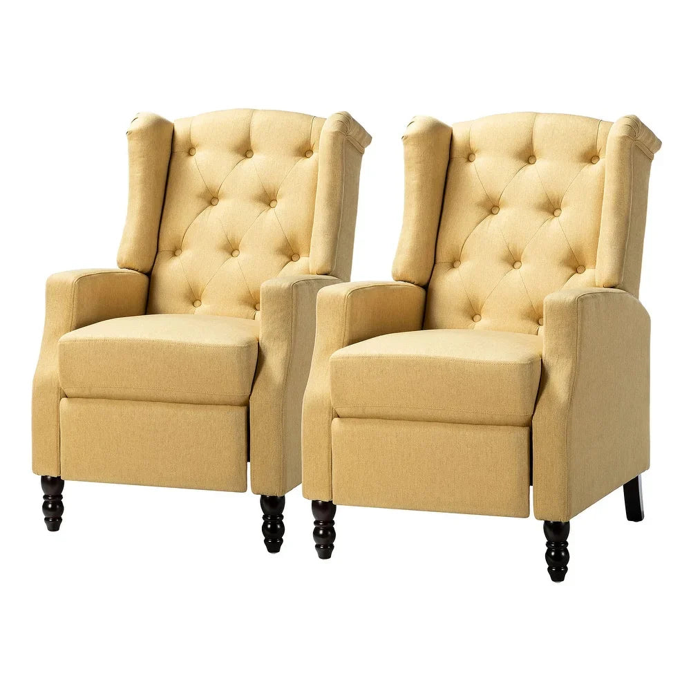 Debora Wingback Button Tufted Push-back Recliners Set of 2