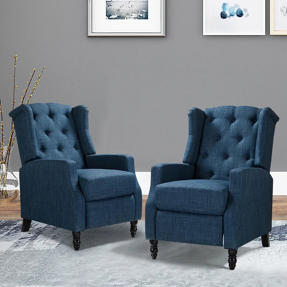 Debora Wingback Button Tufted Push-back Recliners Set of 2