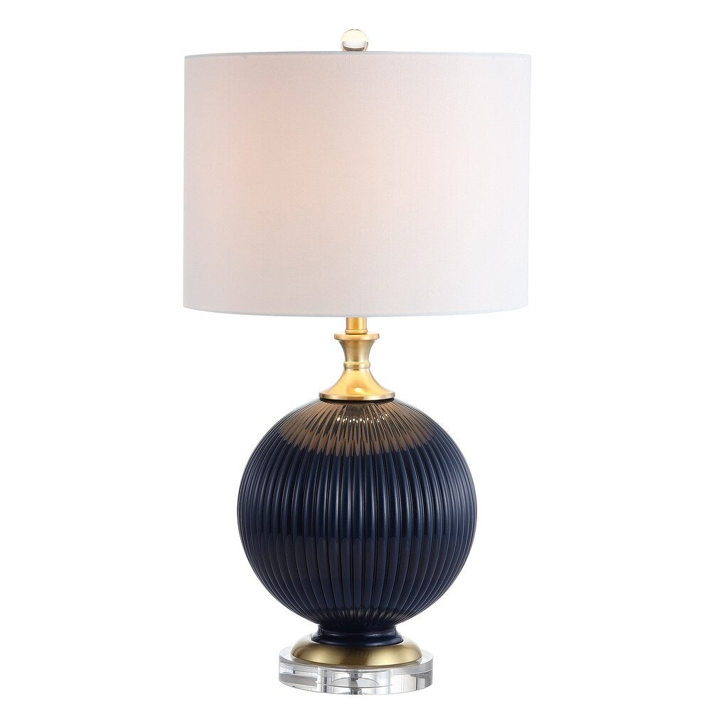 Delphine 26.5" Glass/Crystal LED Table Lamp, Navy by JONATHAN Y