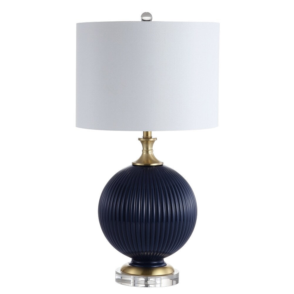 Delphine 26.5" Glass/Crystal LED Table Lamp, Navy by JONATHAN Y