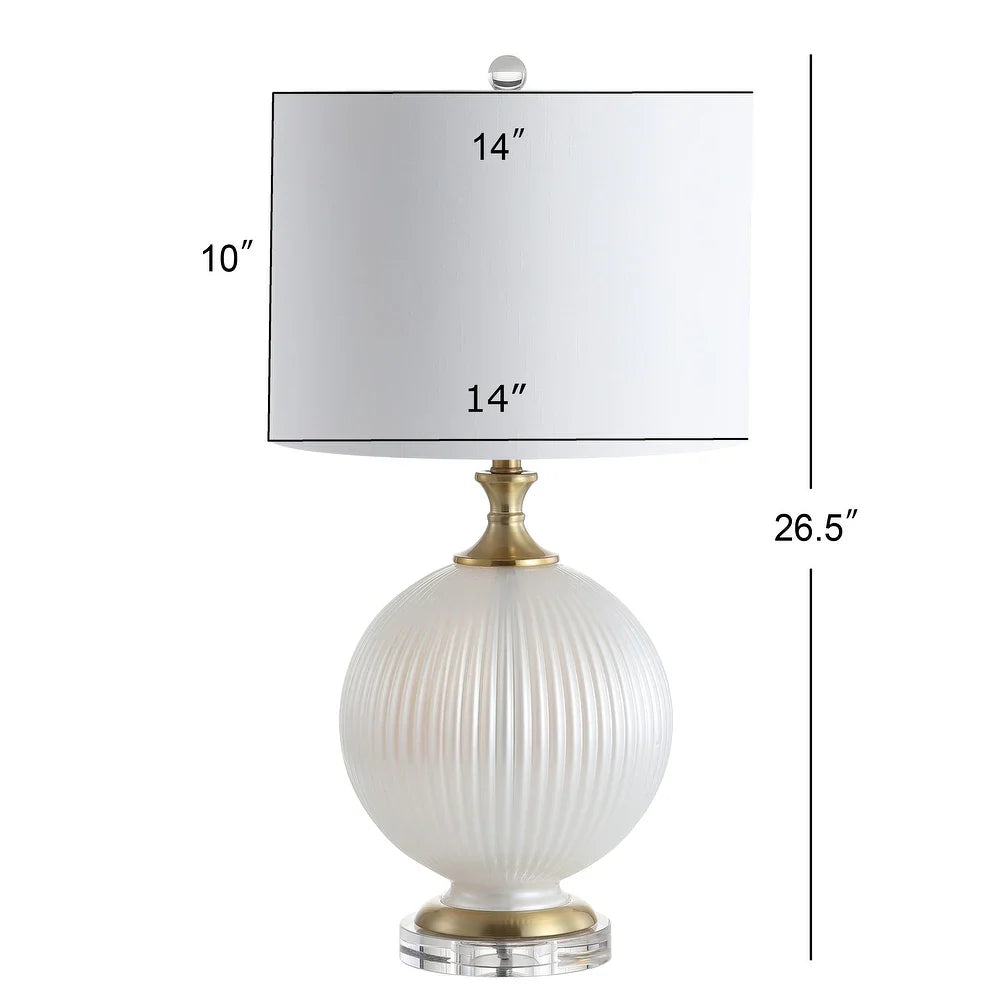 Delphine 26.5" Glass/Crystal LED Table Lamp, Navy by JONATHAN Y