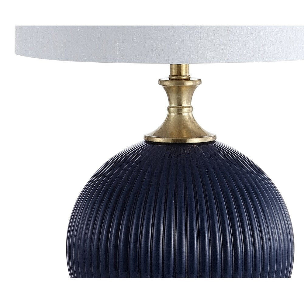 Delphine 26.5" Glass/Crystal LED Table Lamp, Navy by JONATHAN Y
