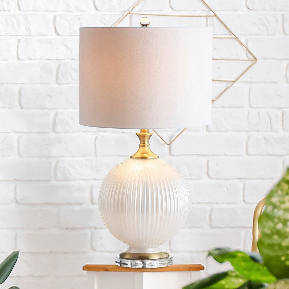 Delphine 26.5" Glass/Crystal LED Table Lamp, Navy by JONATHAN Y