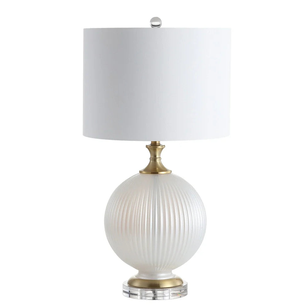 Delphine 26.5" Glass/Crystal LED Table Lamp, Navy by JONATHAN Y