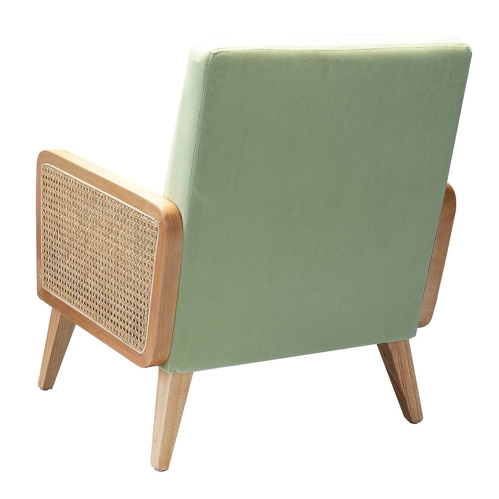 Carmina Upholstered Accent Chair with Natural Rattan Arms