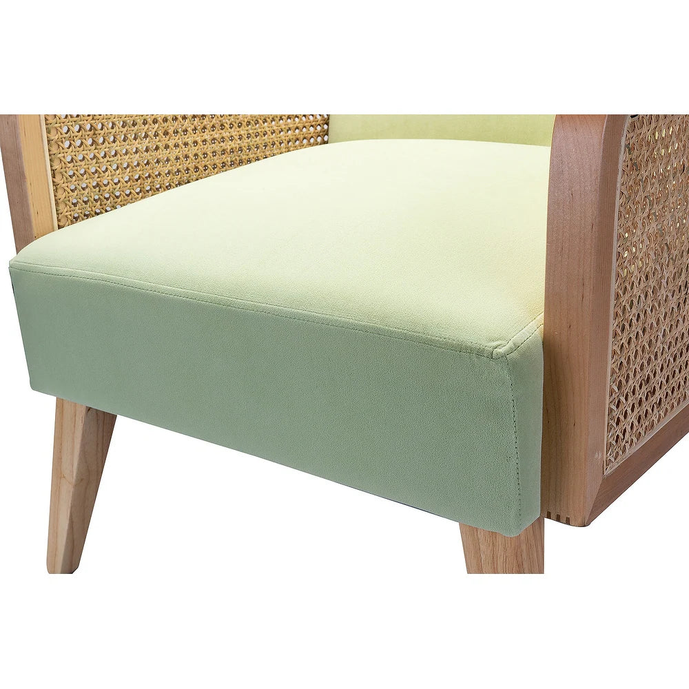 Carmina Upholstered Accent Chair with Natural Rattan Arms