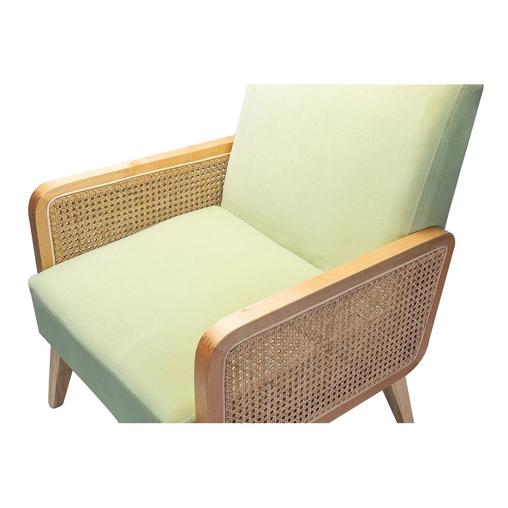 Carmina Upholstered Accent Chair with Natural Rattan Arms