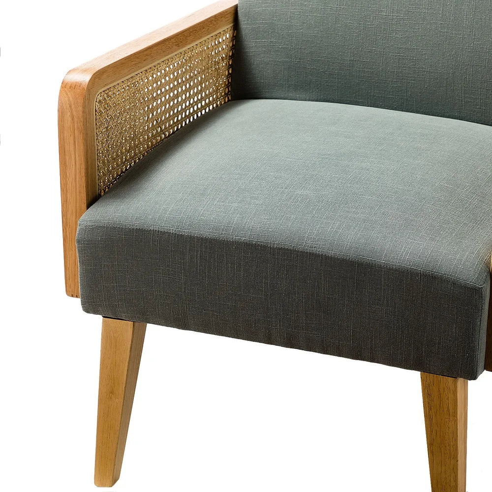 Carmina Modern Bohemian Cane upholstered Accent Armchair with Tapered Legs Set of 2