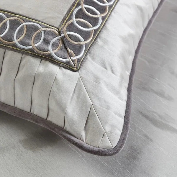 Pleated Embroidery Euro Pillow Cover
