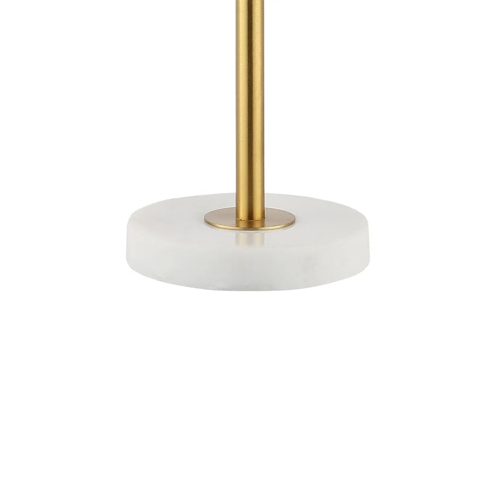 Dino 28" 2-Light Coastal Vintage Iron LED Table Lamp, Brass Gold/White