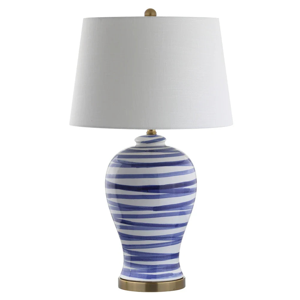 Dip 29" Ceramic LED Table Lamp, Blue/White