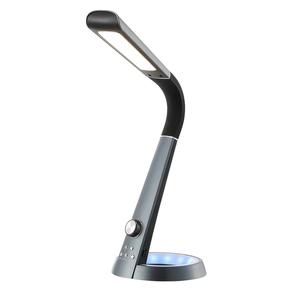 Dixon 19" Aluminum Contemporary Minimalist Adjustable Head Dimmable USB Charging LED Task Lamp, Black