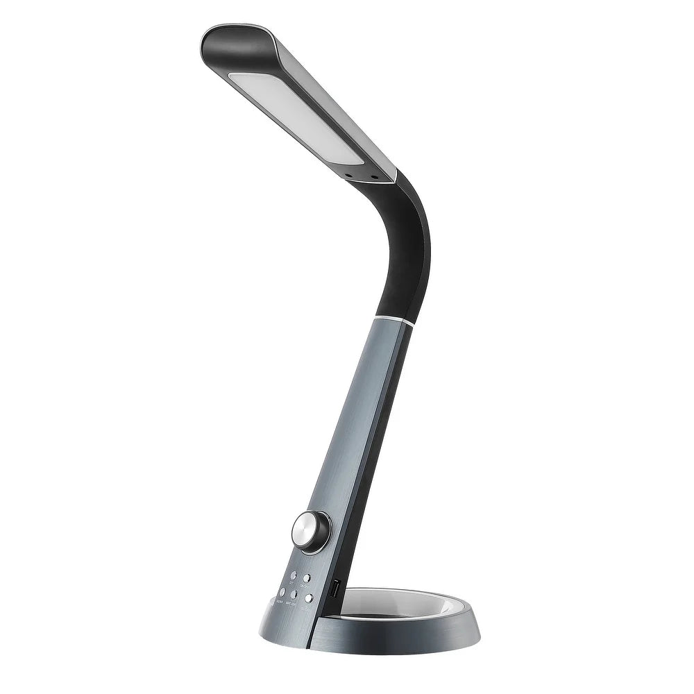 Dixon 19" Aluminum Contemporary Minimalist Adjustable Head Dimmable USB Charging LED Task Lamp, Black