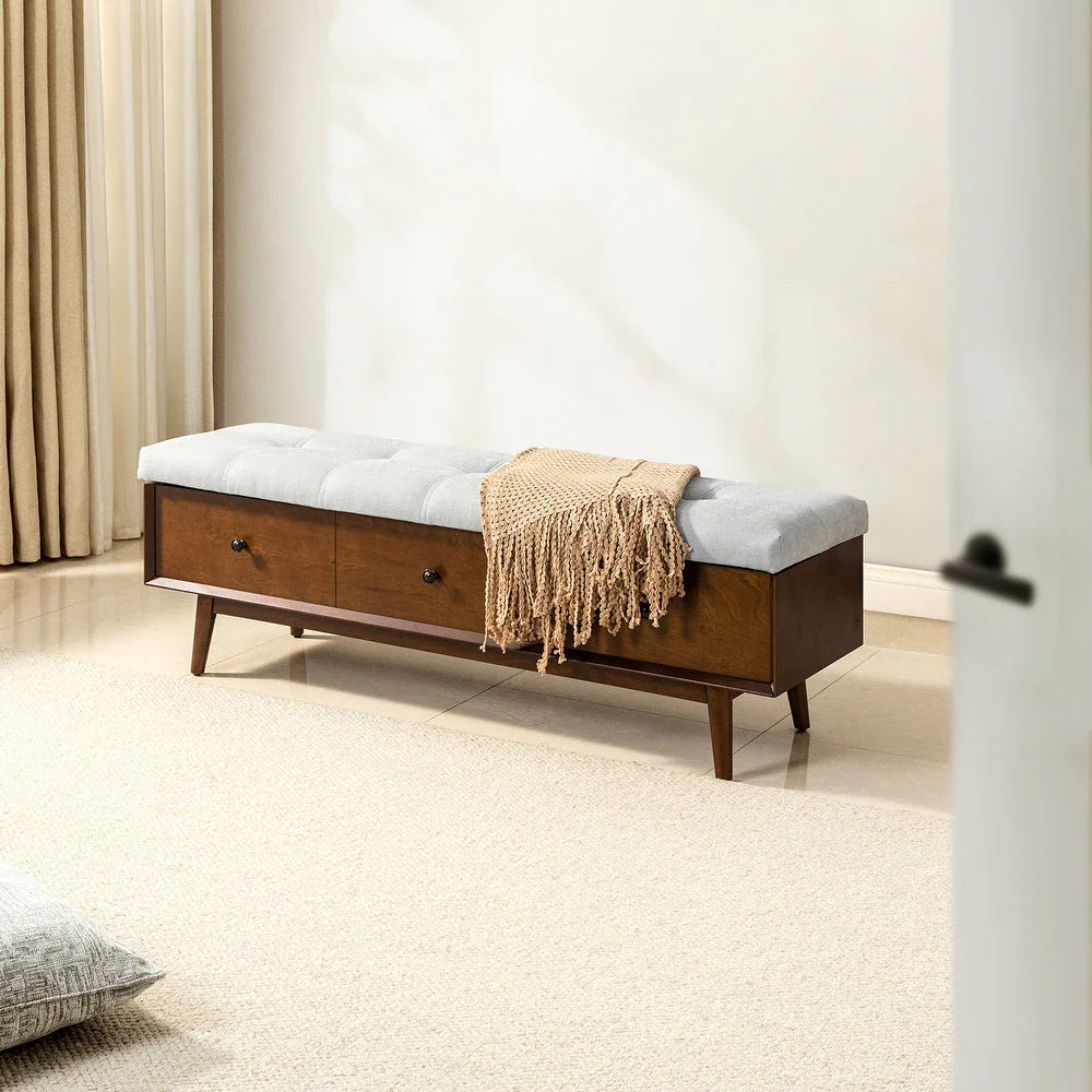 Dolly Mid-century Storage Bench with Storage Organizer