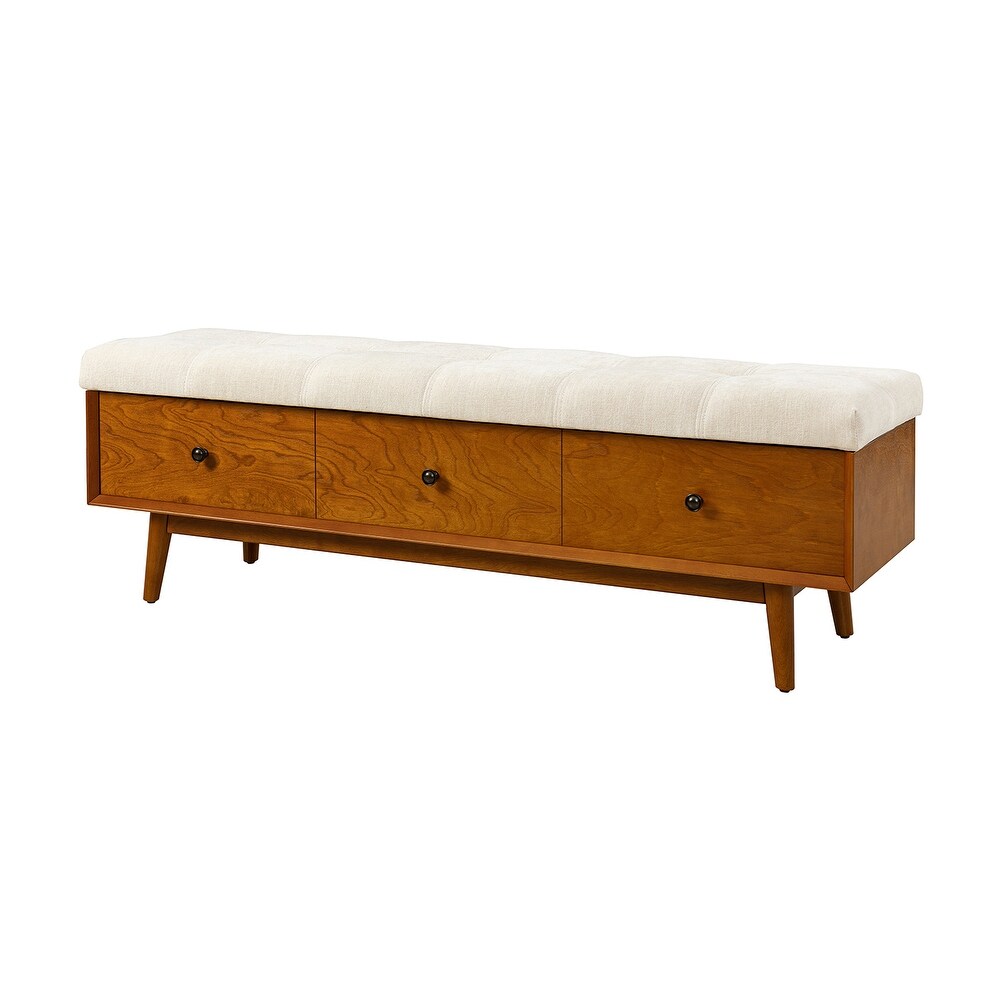 Dolly Mid-century Storage Bench with Storage Organizer