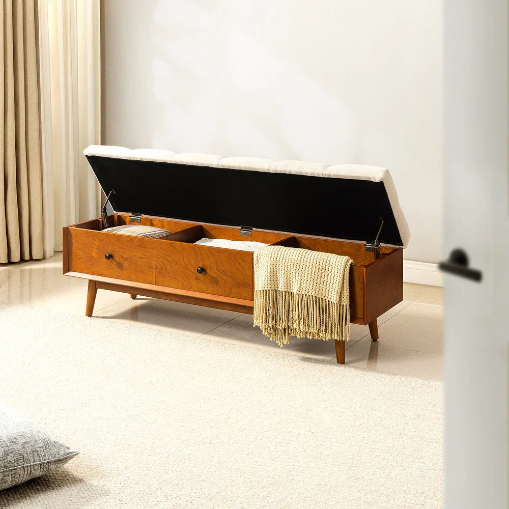 Dolly Mid-century Storage Bench with Storage Organizer