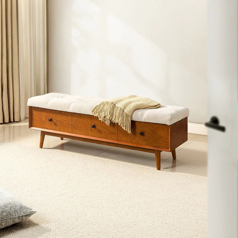 Dolly Mid-century Storage Bench with Storage Organizer