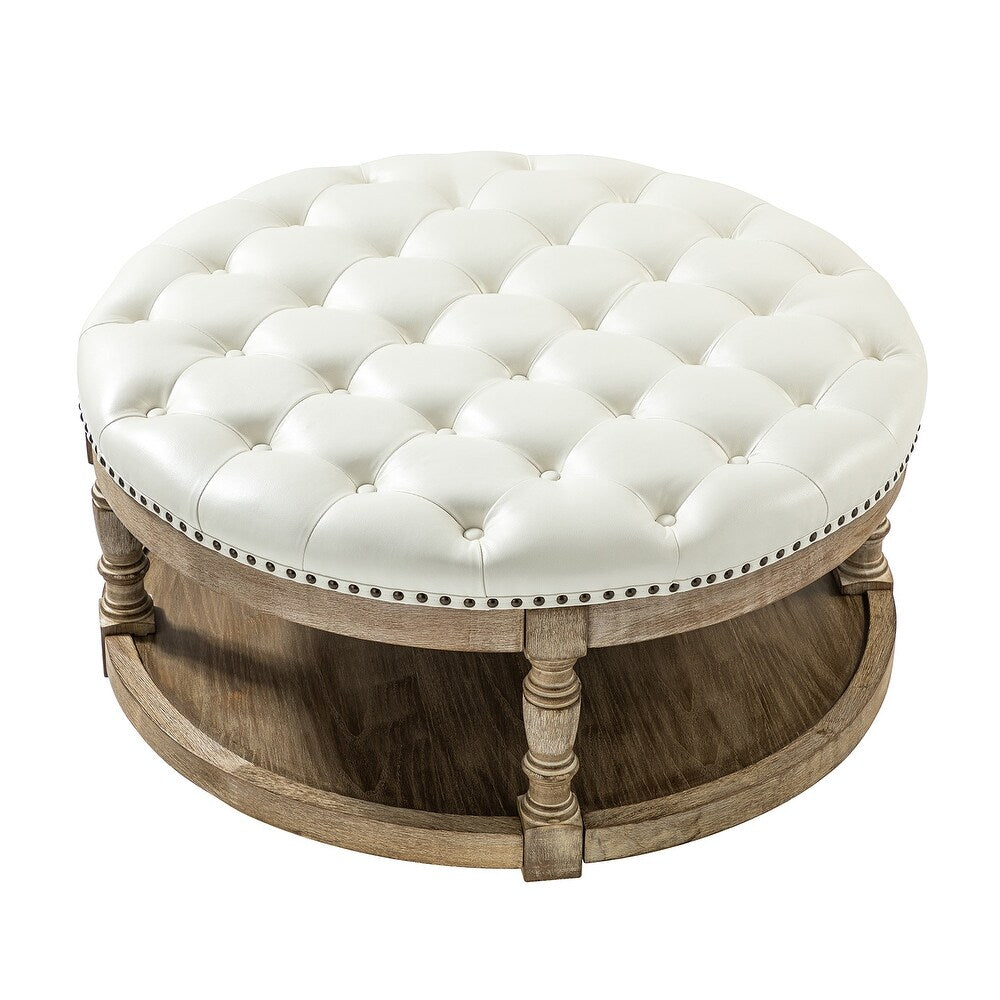 Dulcie Traditional Cocktail Ottoman with Solid Wood Legs