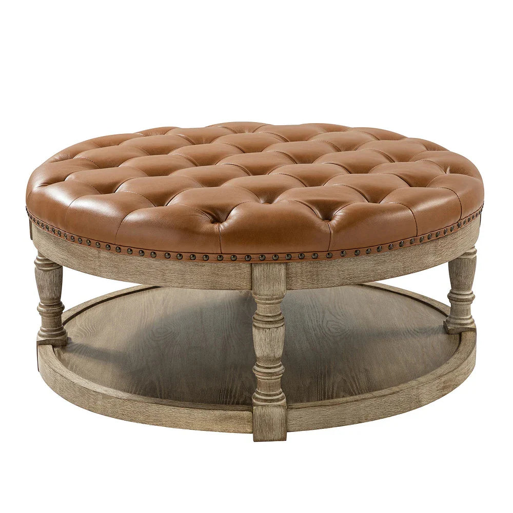 Dulcie Traditional Cocktail Ottoman with Solid Wood Legs