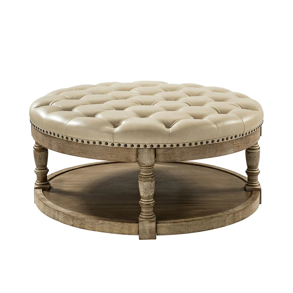 Dulcie Traditional Cocktail Ottoman with Solid Wood Legs