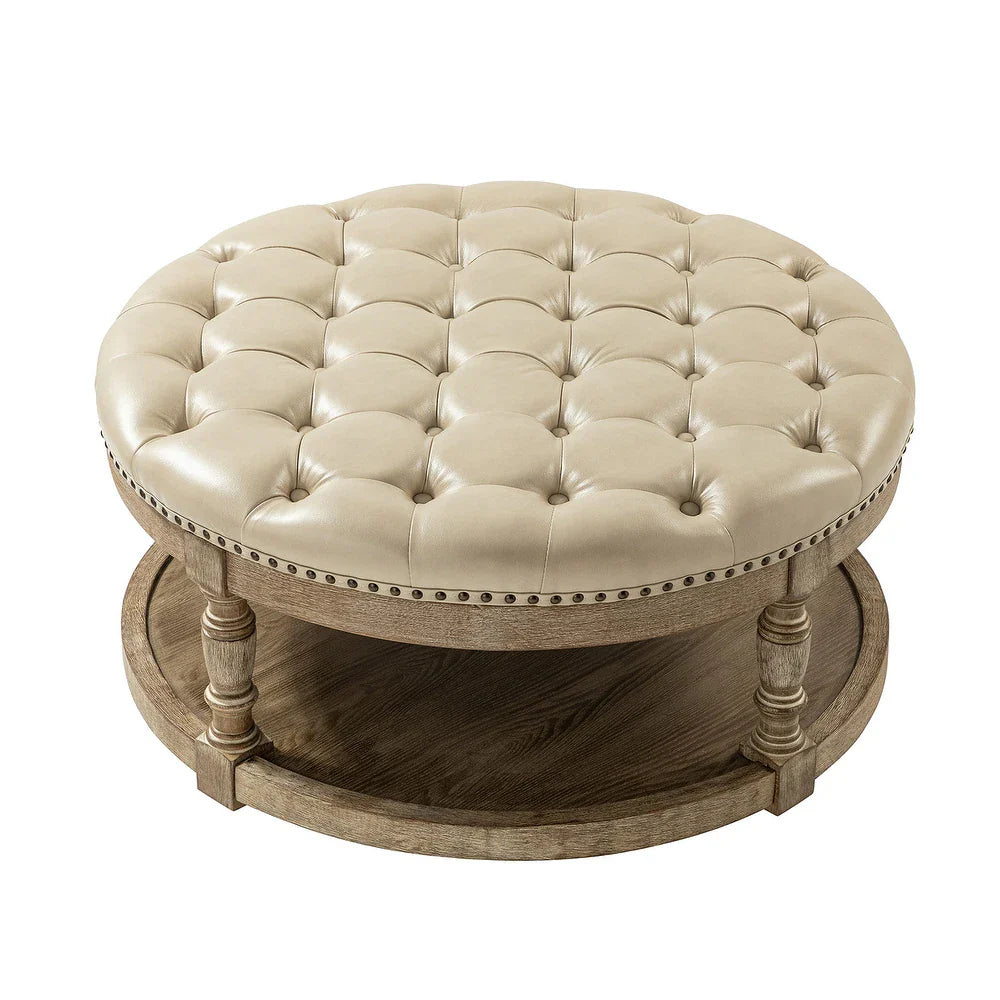 Dulcie Traditional Cocktail Ottoman with Solid Wood Legs