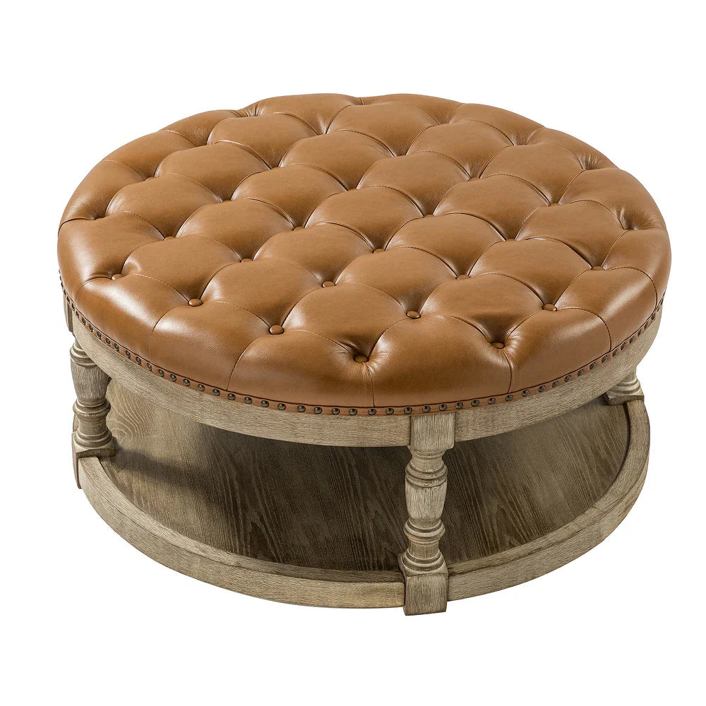 Dulcie Traditional Cocktail Ottoman with Solid Wood Legs