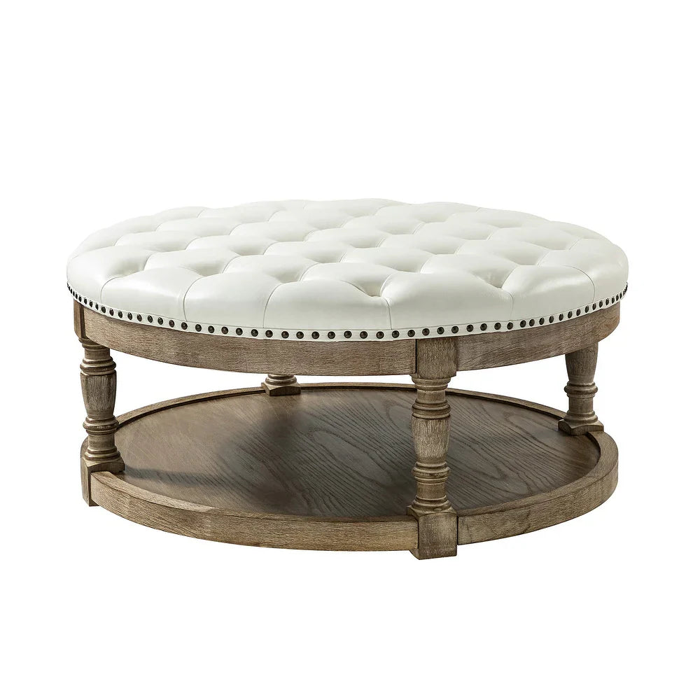 Dulcie Traditional Cocktail Ottoman with Solid Wood Legs