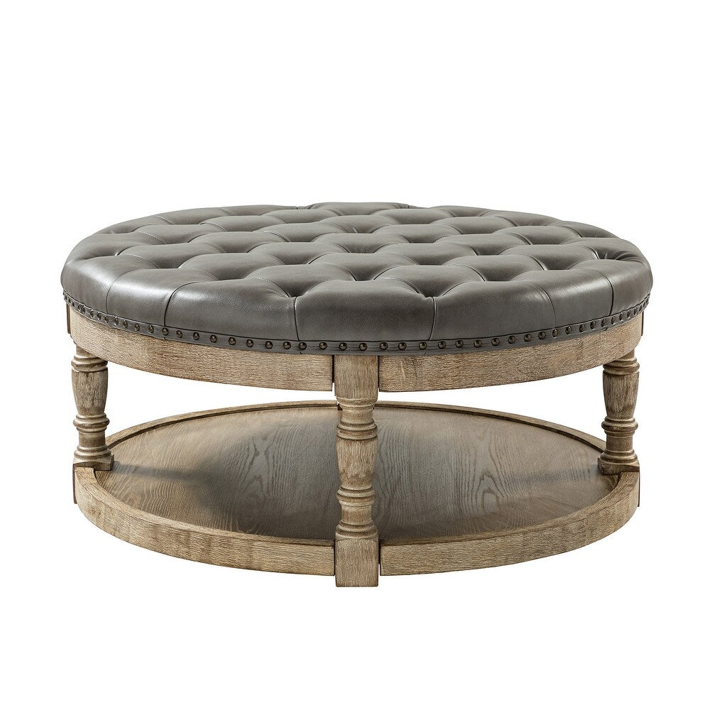 Dulcie Traditional Cocktail Ottoman with Solid Wood Legs