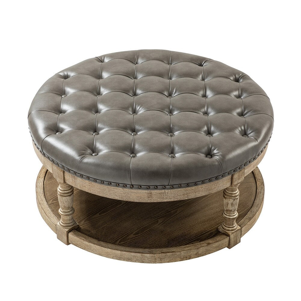 Dulcie Traditional Cocktail Ottoman with Solid Wood Legs