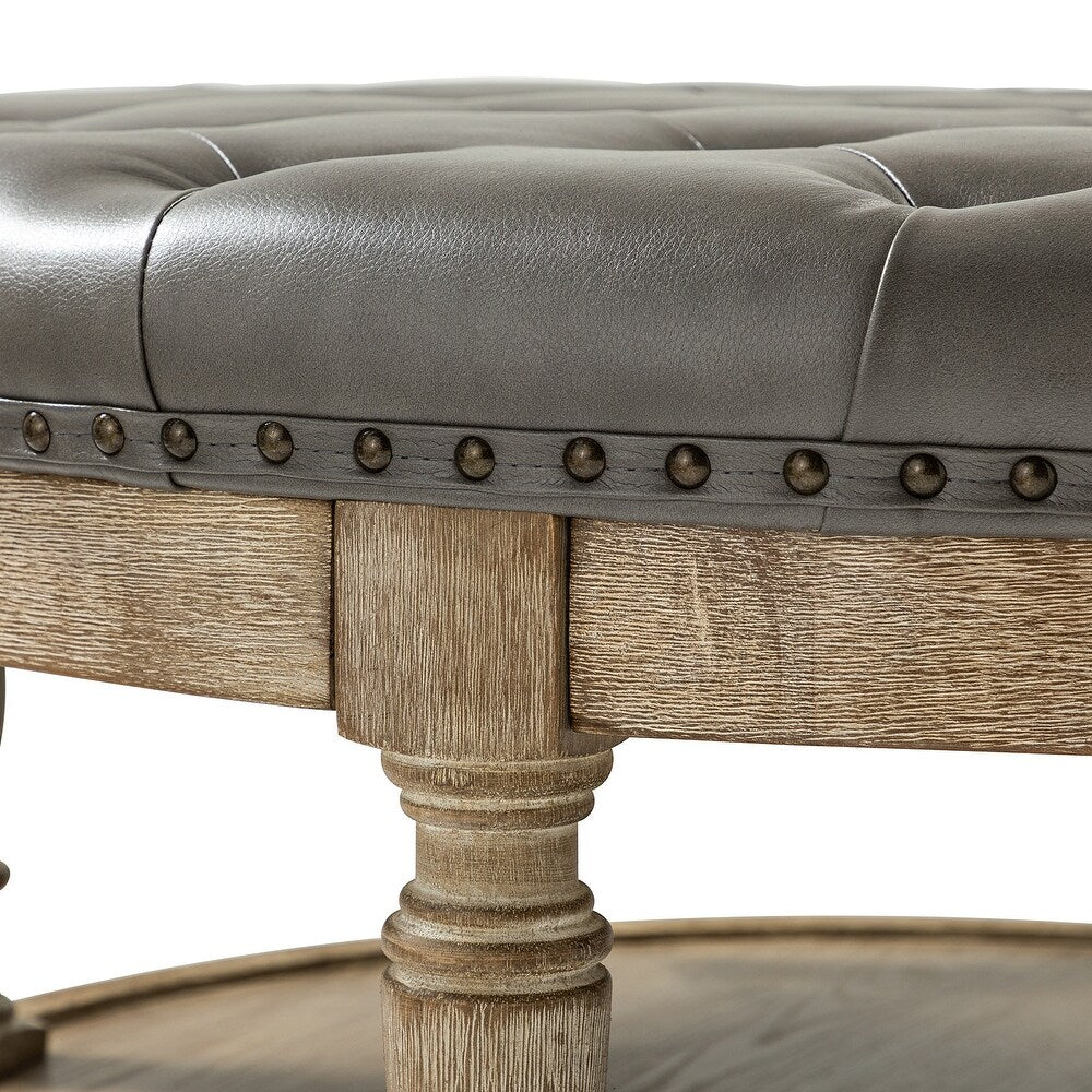 Dulcie Traditional Cocktail Ottoman with Solid Wood Legs