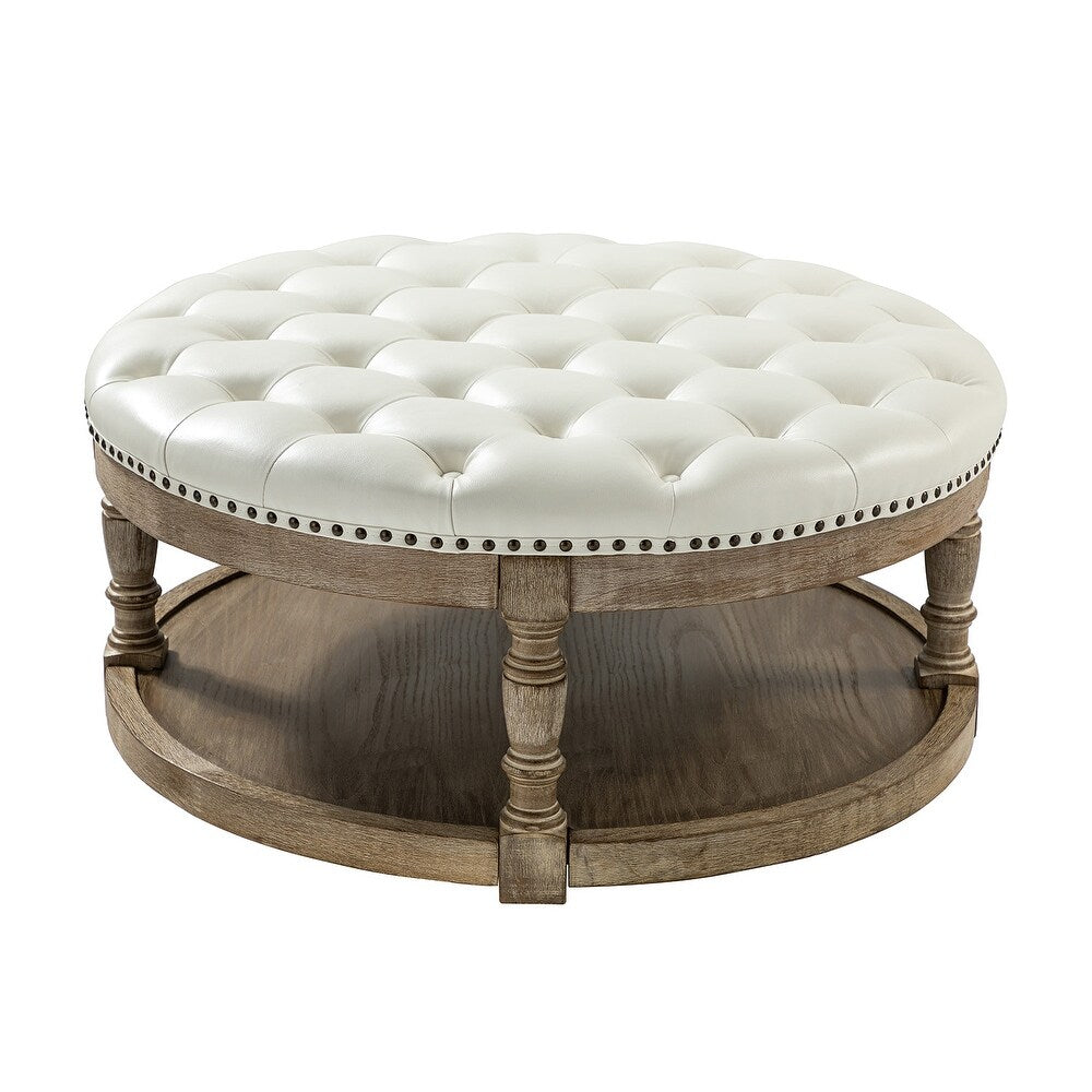 Dulcie Traditional Cocktail Ottoman with Solid Wood Legs