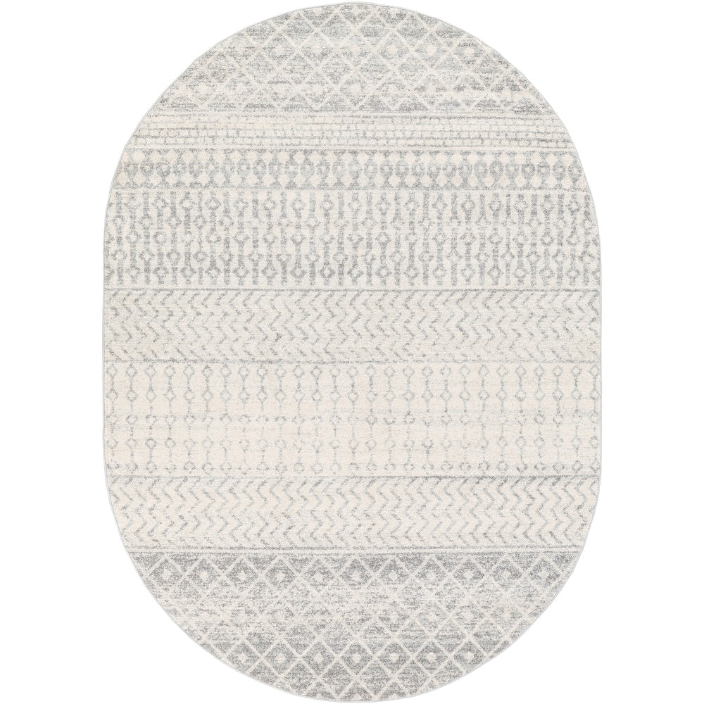 Distressed Geometric Ivory Gray Area Rug