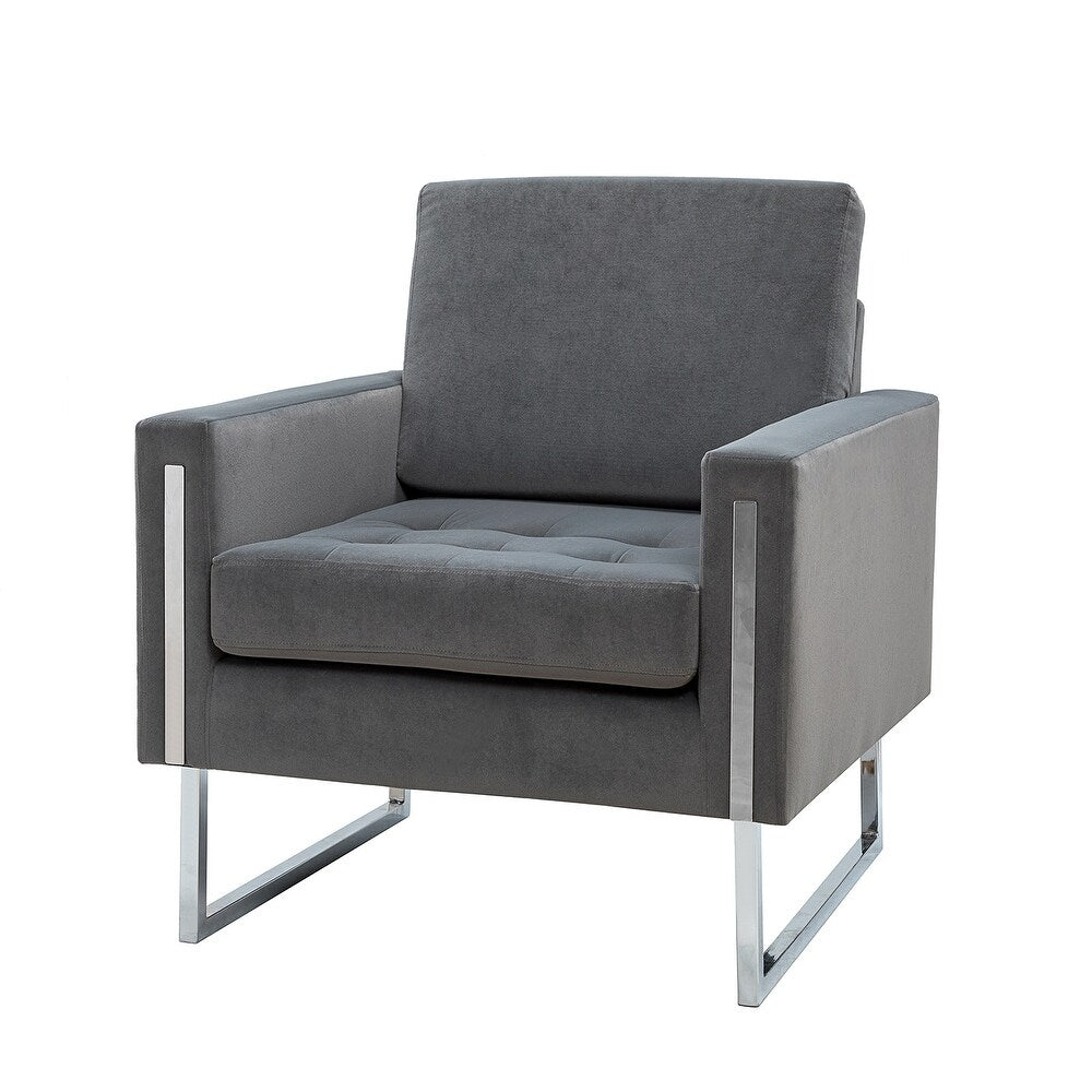 Elastus Modern Comfy Velvet Club Chair with Chic Metal Legs