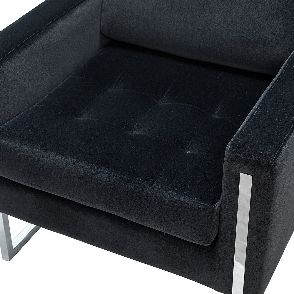 Elastus Modern Comfy Velvet Club Chair with Chic Metal Legs