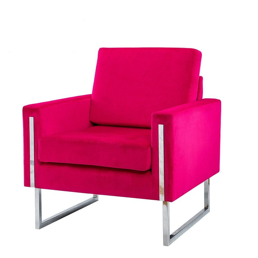 Elastus Modern Comfy Velvet Club Chair with Chic Metal Legs