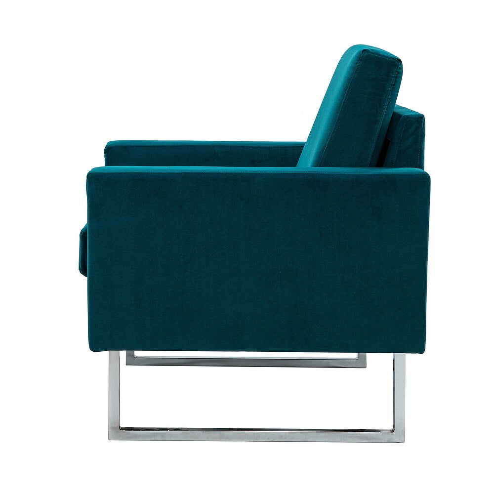 Elastus Modern Comfy Velvet Club Chair with Chic Metal Legs