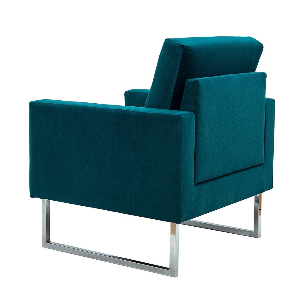 Elastus Modern Comfy Velvet Club Chair with Chic Metal Legs