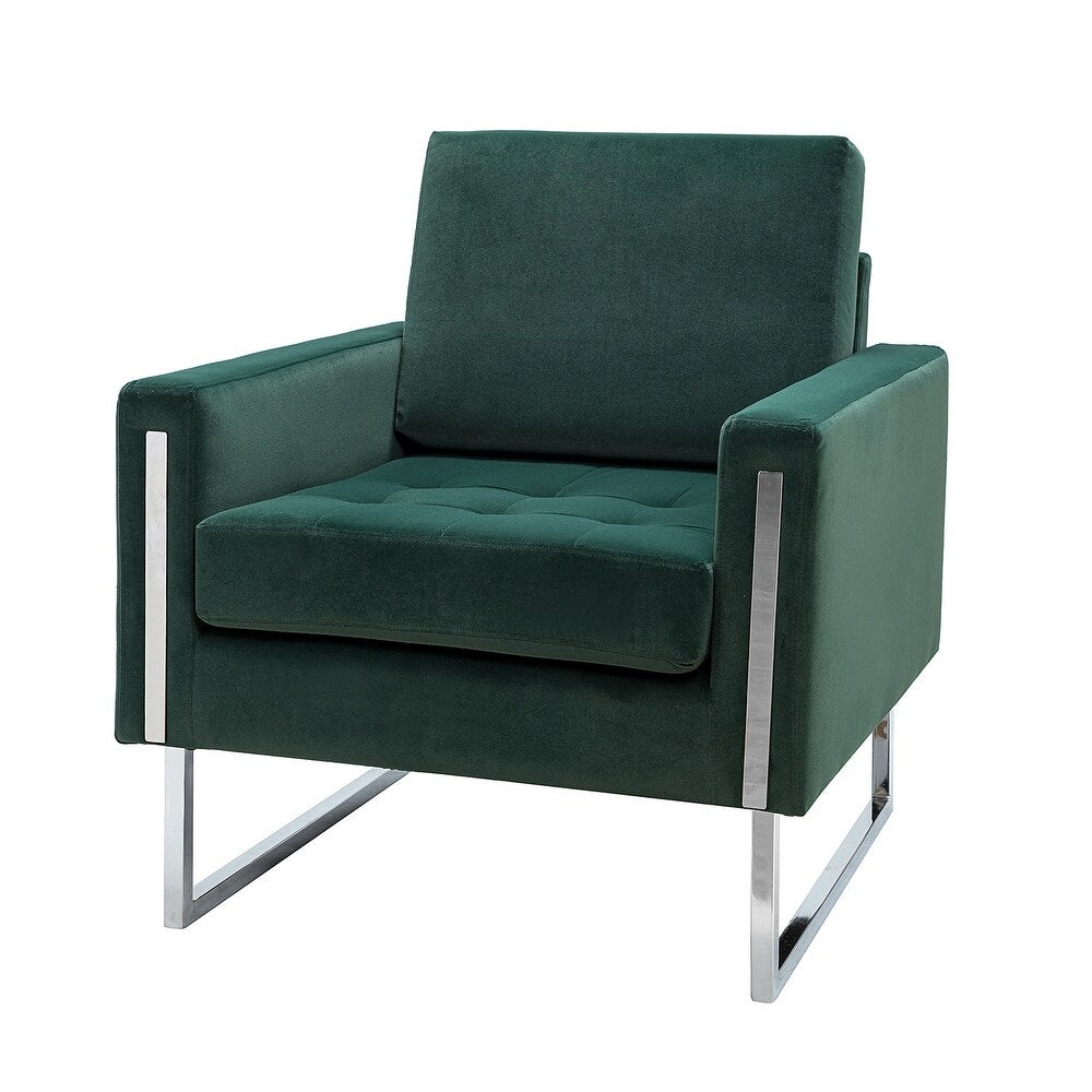 Elastus Modern Comfy Velvet Club Chair with Chic Metal Legs