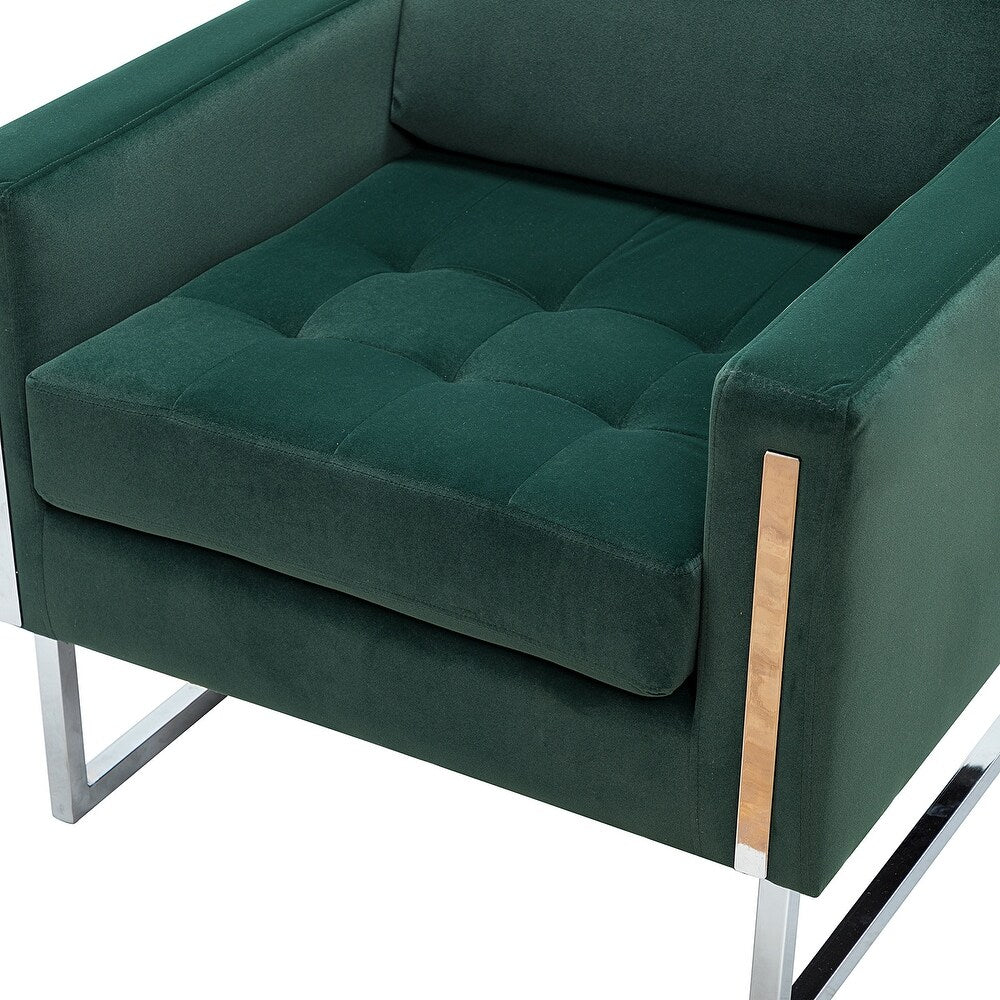 Elastus Modern Comfy Velvet Club Chair with Chic Metal Legs