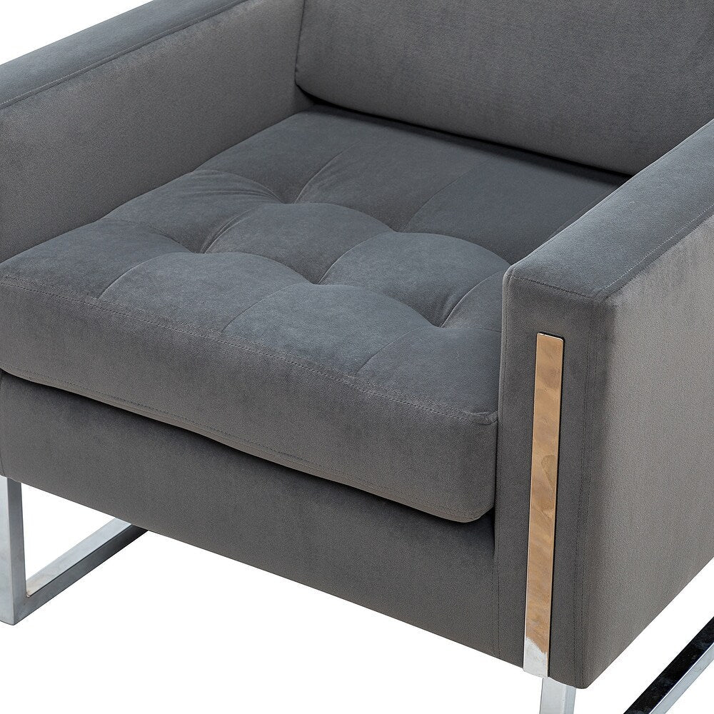 Elastus Modern Comfy Velvet Club Chair with Chic Metal Legs