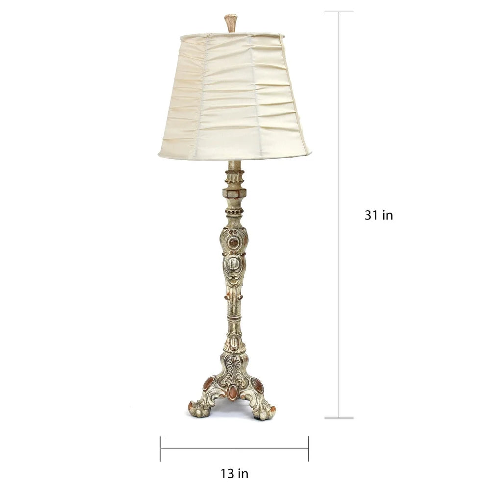 Elegant Designs Antique-style Buffet Table Lamp with Cream Ruched Shade