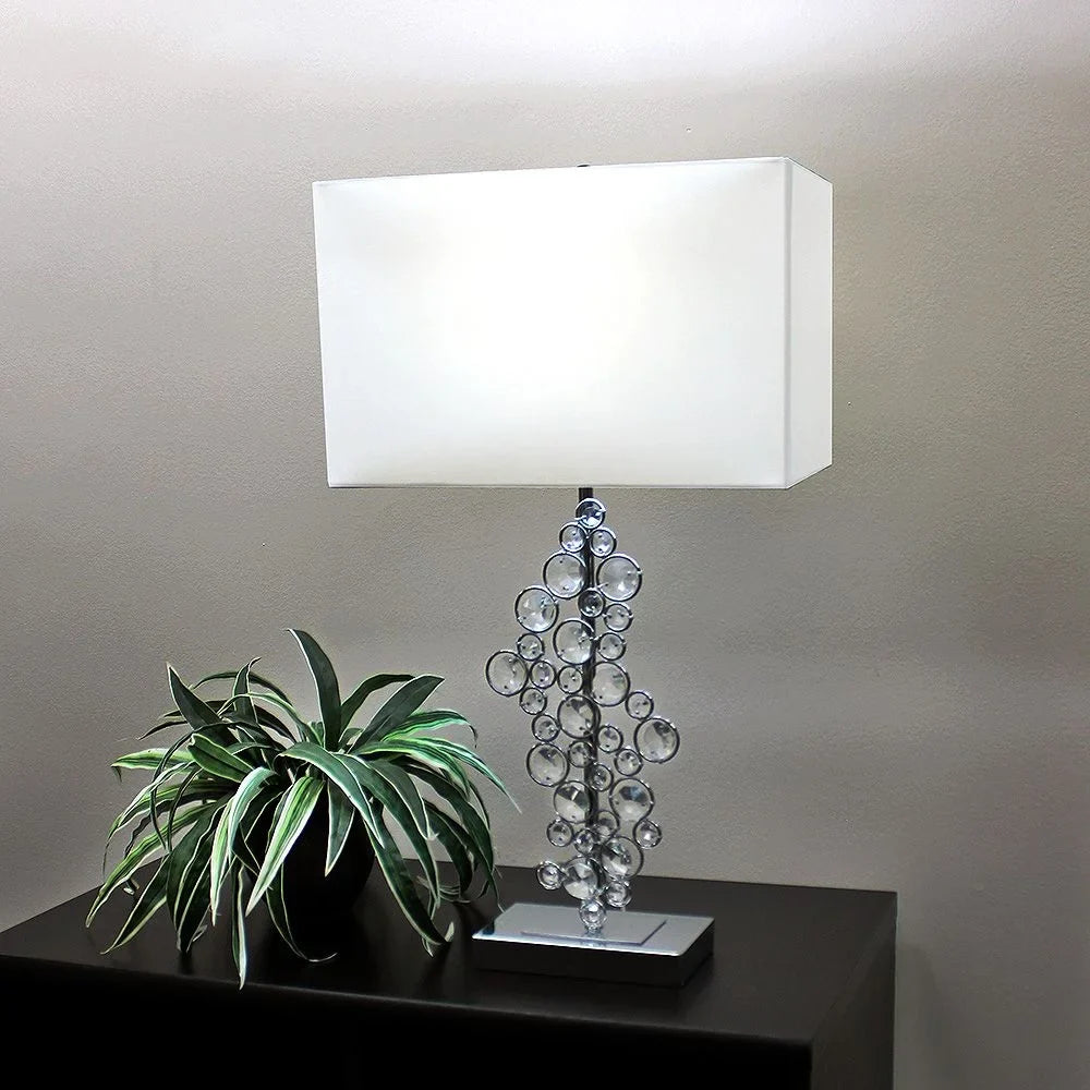 Elegant Designs Prismatic Crystal Sequin and Chrome Table Lamp - 14(L)9(W)26.25(H)